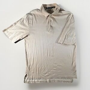 Vintage Polo Golf Ralph Lauren Striped Polo Shirt Men's M Tan Beige Pony Logo